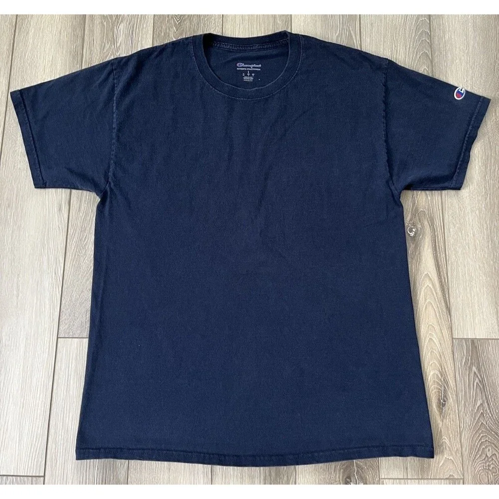 Champion Blue Cotton Short Sleeve Tee Mens Sz Large Casual - Picture 2 of 8